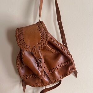 Vintage Brown Leather Backpack